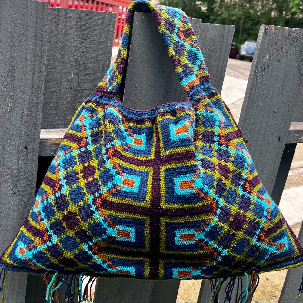 HANDMADE WOVEN COLORFUL FRINGE TOTE SHOULDER BAG NEW